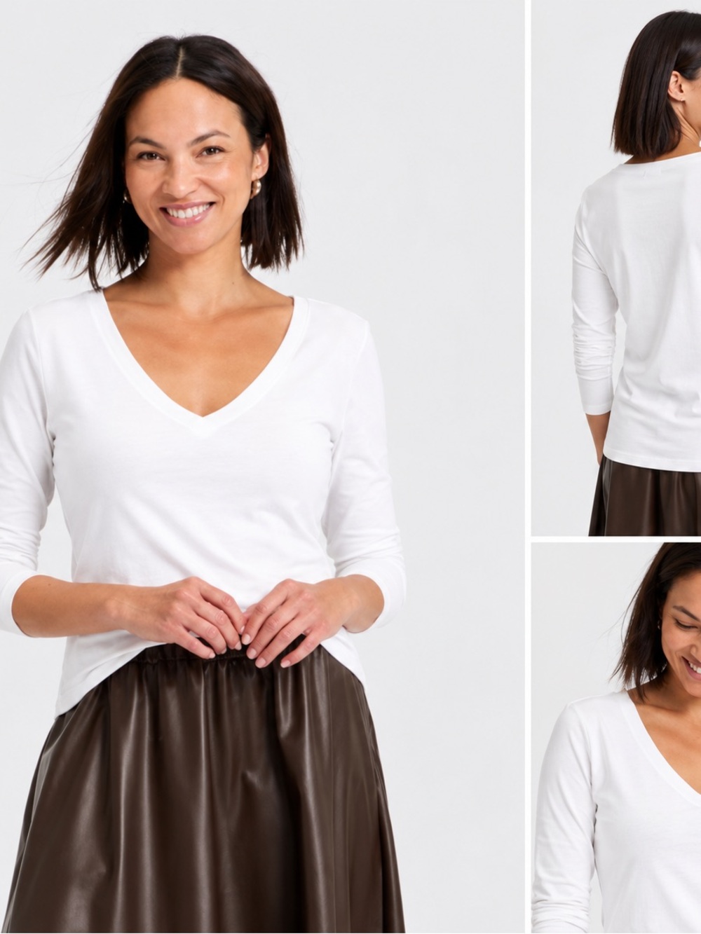 a new day White V-Neck Long Sleeve Tee